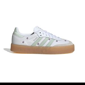 Adidas Sambae White and Light Green (Flower Design) Sneakers